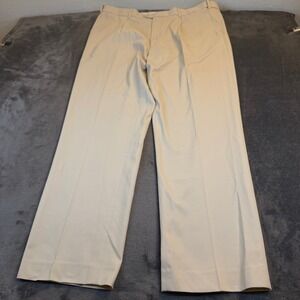 Peter Christian Pleated Chino Trousers Khaki Beige 100% Cotton Mens 42x31